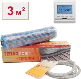 Нагревательный мат Профи 3м.кв. 450Вт с электронным терморегулятором 3450/3