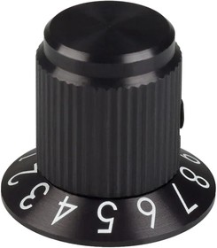 SC-50-4-5, Knurled, Straight Knob 0.250" (6.35mm) Shaft with Numbers on Skirt Metal Black Matte