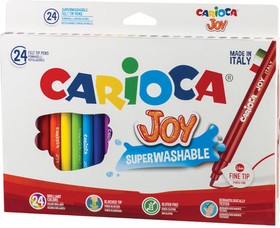 Фото 1/3 Фломастеры CARIOCA (Италия) "Joy", 24 цвета, суперсмываемые, вентилируемый колпачок, картонная коробка, 40615