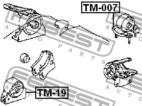 Фото 1/6 Подушка двигателя TOYOTA COROLLA AE10#,CE10#,EE10# 1991.06-2002.06 [JP] задняя \ TM-007 FEBEST