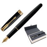 Ручка перьевая PARKER "Sonnet Core Matt Black GT", корпус черный матовый лак ...