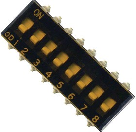 Фото 1/5 4-1825059-2, Switch DIP OFF ON SPST 8 Flush Slide 0.1A 24VDC Gull Wing 1000Cycles 2.54mm SMD T/R