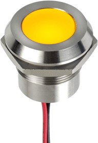 Q22Y5SXXSY12E, Светодиодный индикатор в панель, Желтый, 12 В DC, 22 мм, 40 мА, 1.25 кд, IP67