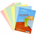 Бумага MIX 5 цветов,100 л, 80 г/м2, А4, пастель CP4080C-100