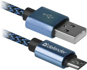 Фото 1/3 Кабель USB2.0/MICRO-USB 1M BLUE USB08-03T 87805 DEFENDER