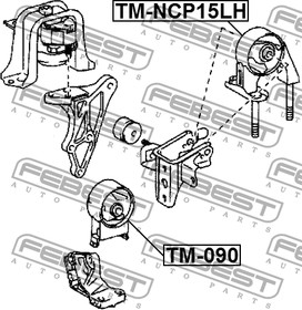 Фото 1/5 TM-NCP15LH, TM-NCP15LH_подушка двигателя левая!\ Toyota Fun Cargo NCP25 4WD 99-05/Sienta NCP85 03-15