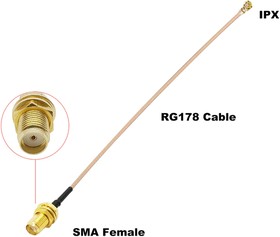 U.FL to SMA Female переход на кабеле RG178 длина 10см, СКБ Элемент | купить в розницу и оптом