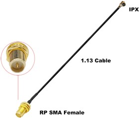 Фото 1/2 U.FL to RP-SMA Female переход на кабеле 1.13 мм длина 20см