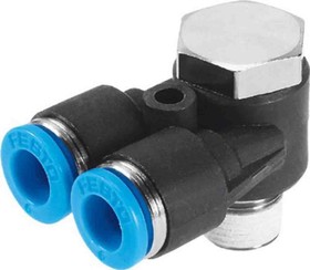 QSYLV-1/4-8, Y Threaded Adaptor, Push In 8 mm to Push In 8 mm, Threaded-to-Tube Connection Style, 153193