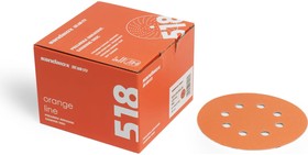 Фото 1/5 Диск шлифовальный на бумажной основе 518 Orange Ceramic Р60, 125 мм, 8 отверстий, 50 шт 518.125.060.08