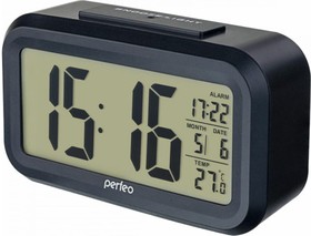 Часы-будильник Snuz чёрный PF-S2166 время температура дата 30013215