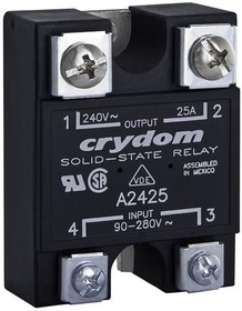 D2425G, Solid-State Relay - Control Voltage 3-32 VDC - Max Input Current 12 mA - Output 24-280 VAC - Max Load Current 25 ...
