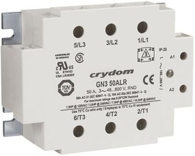 GN350ELR, Solid State Relay - 18-36 VAC Control Voltage Range - 50 A Maximum Load Current - 48-600 VAC Operating Voltage Ra ...