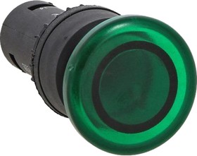 Фото 1/10 sw2c-md-gg-24, Кнопка SW2C-MD "грибок" зеленая с подсветкой NO+NC 24В EKF