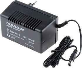 Фото 1/3 8510-24VAC, 8.5W Plug-In AC/DC Adapter 24V ac Output, 310mA Output