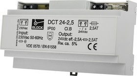 Фото 1/2 DCT24/2.5, DCT Linear DIN Rail Power Supply, 230V ac ac Input, 24V dc dc Output, 2.5A Output, 60W