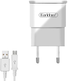 Блок питания (сетевой адаптер) Earldom ES-EU7 1xUSB 2.1A с кабелем MicroUSB 1м (белый)