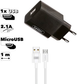 Блок питания (сетевой адаптер) Earldom ES-201M 1xUSB 2.1A с кабелем MicroUSB 1м (черный)