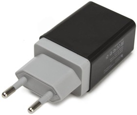 Фото 1/2 Блок питания (сетевой адаптер) LP с двумя USB выходами 2.1А "Brick Series" черный (коробка)
