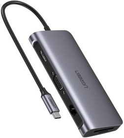 Фото 1/10 Разветвитель USB UGREEN 9 в 1, 3 x USB 3.0, HDMI, VGA, RJ45, TF/SD(40873)