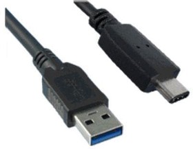 3023048-01M, USB Cables / IEEE 1394 Cables USB 3.1 Gen 1 A Male to USB 3.1 Type C Male, 1M length, 5Gibps, Black