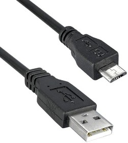 Фото 1/2 3025035-16, USB Cables / IEEE 1394 Cables USB 2.0 A Male to USB 2.0 Micro B Male, Black color, 28/24AWG, 16FT Length