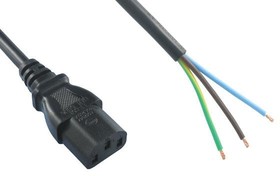 315005-01, Cable; 3x18AWG; IEC C13 female,wires; PVC; 2m; black; 10A; 125V