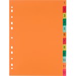 Разделитель листов с индексами Комус, А4, цифровой 1-12, цветн.пластик
