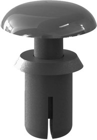 SR-2064B, Black UL94 V-2 Nylon Round Snap Push-In Rivet - Compatible Hole Diameter Range 2.1 - 2.2 mm (0.083 - 0.087 in) Co ...