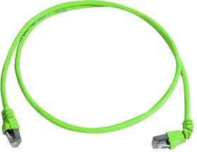 L00000A0193, Cat6a Right Angle Male RJ45 to Male RJ45 Ethernet Cable, S/FTP, Green LSZH Sheath, 0.5m