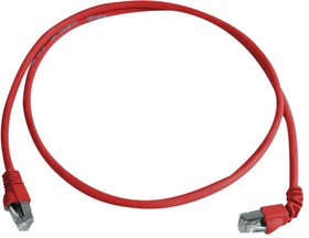 L00000A0195, Cat6a Right Angle Male RJ45 to Male RJ45 Ethernet Cable, S/FTP, Red LSZH Sheath, 0.5m