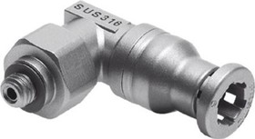 CRQSL-M5-6, CRQSL Series Elbow Threaded Adaptor, M5 Male to Push In 6 mm, Threaded Connection Style, 162871