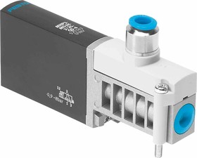 MHP3-M1H-3/2G-QS-6, 3/2 Closed, Monostable Pneumatic Solenoid/Pilot-Operated Control Valve - Electrical Push In 6 mm MHP3 Series