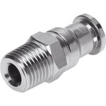 CRQS-1/2-12, CRQS Series Straight Threaded Adaptor, R 1/2 Male to Push In 12 mm ...