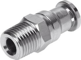 CRQS-1/2-12, CRQS Series Straight Threaded Adaptor, R 1/2 Male to Push In 12 mm, Threaded-to-Tube Connection Style, 162868