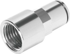 NPQM-D-G18F-Q6-P10, Straight Threaded Adaptor, G 1/8 Female to Push In 6 mm, Threaded-to-Tube Connection Style, 558675