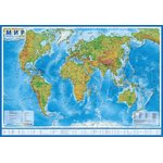 Настенная карта Мир Физическ. 101х66см,1:29М,с ламин, интеракт,европодвес