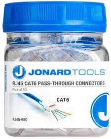 RJ45-650, Modular Connectors / Ethernet Connectors RJ45 Cat6 Pass-Through Connectors, 50 Pcs In Jar