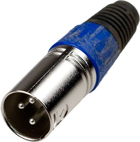 1-503 BL, разъем XLR 3p "шт" металл цанга на кабель синий