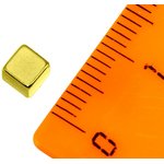 Неодимовый магнит прямоугольник 4х4х4 мм, золотой