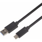 18-1880, Кабель USB-A 3.0 - Type-C 3.1, 3А, 1м, ПВХ, черный