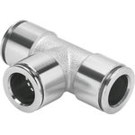 NPQM-T-Q10-E-P10 Series Tee Tube-to-Tube Adaptor, Push In 10 mm to Push In 10 ...