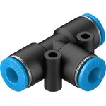 QST-6-100 Series Tee Tube-to-Tube Adaptor, Push In 6 mm to Push In 6 mm ...