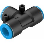 QST-12-20 Series Tee Tube-to-Tube Adaptor, Push In 12 mm to Push In 12 mm ...