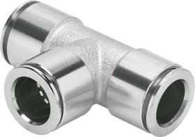 NPQM-T-Q6-E-P10 Series Tee Tube-to-Tube Adaptor, Push In 6 mm to Push In 6 mm, Tube-to-Tube Connection Style