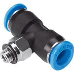 QSMT-M3-4, Tee Threaded Adaptor, Push In 4 mm to Push In 4 mm ...