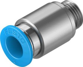 QS-G1/8-8-I-100, Straight Threaded Adaptor, G 1/8 Male to Push In 8 mm, Threaded-to-Tube Connection Style, 133010