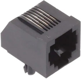 GDLX-N-66-50, Modular Connectors / Ethernet Connectors 6P6C R/A PCB BLACK LOPRO NON-SHIELD 50u