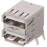 KUSBX-AS2N-W30, USB Connectors A TYPE RECEPTACLE STACKD WHITE 30 GOLD