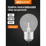 SQ0332-0004, Incandescent lamp "Ball transparent" 60 W-230 V-E27 Pack ...